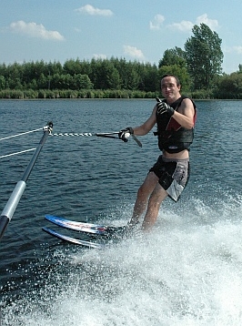 This skier has progressed to a 'short line' on the boom